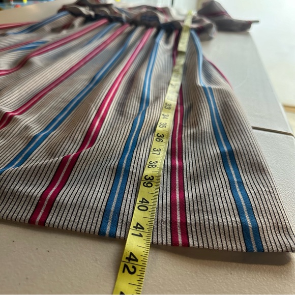 Vintage 80s, Striped Midi Dress, Sailor Collar, Gathered Waist,  Size MEDIUM - Picture 7 of 10